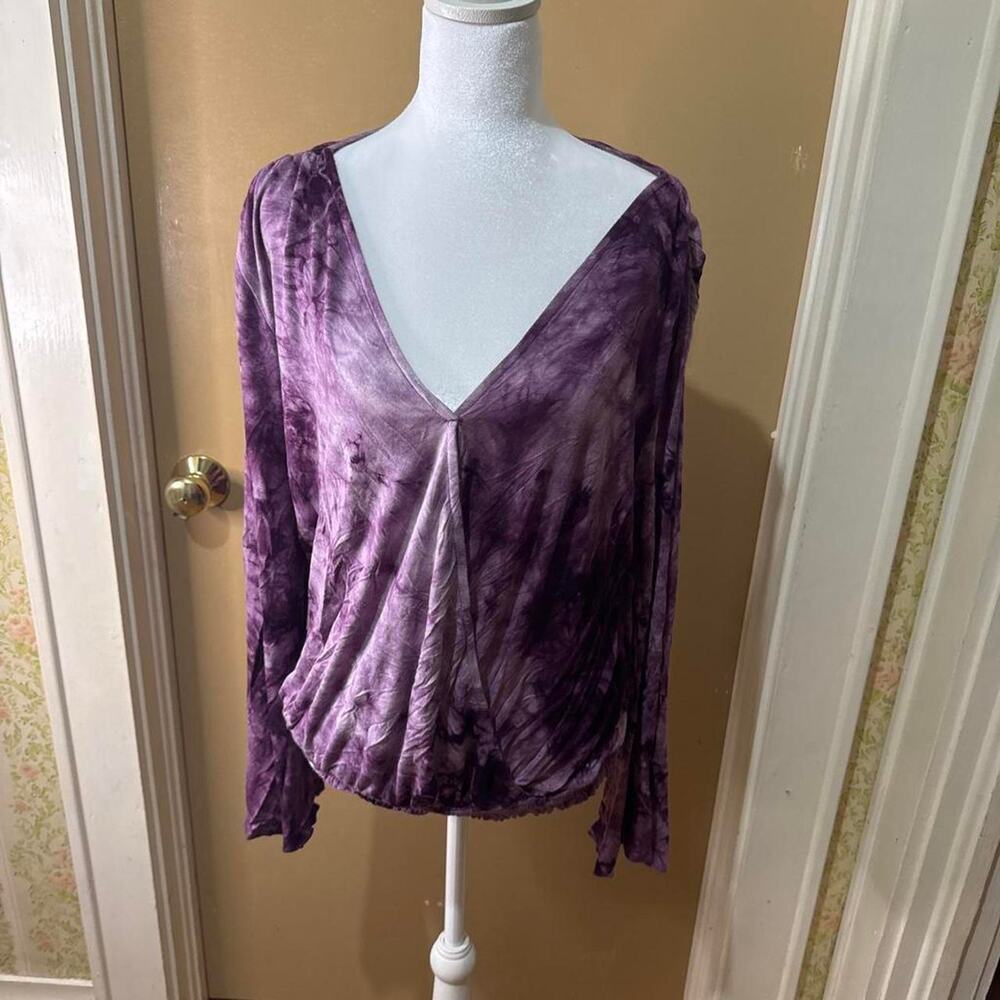 Purple tie dye long sleeve blouse